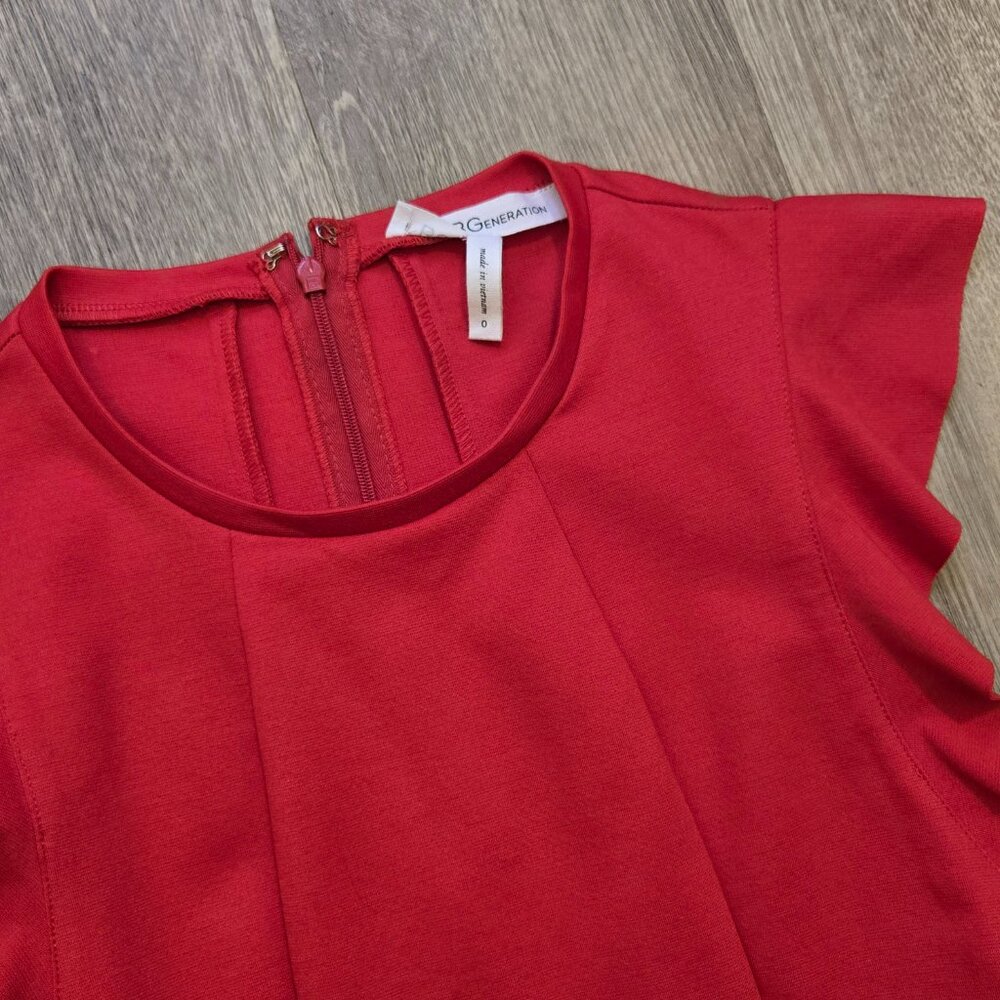 BCBG Generation red ruffle sleeveless dress Size 0 fit and flare cocktail Skater - Picture 3 of 8